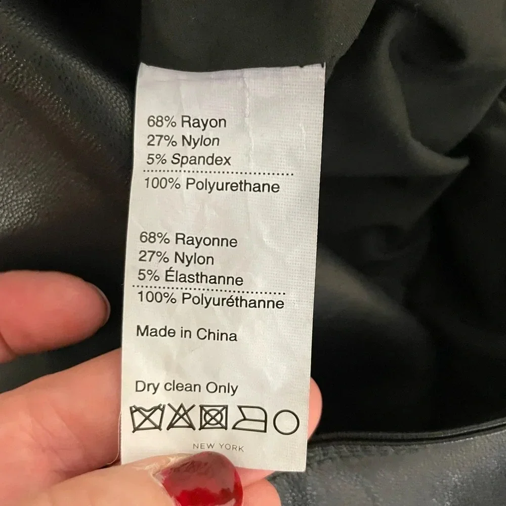 KF/Kaufman Franco Collection Onyx Leather Front Mini Dress Size 4 Sheer Cap Sexy - Picture 8 of 8